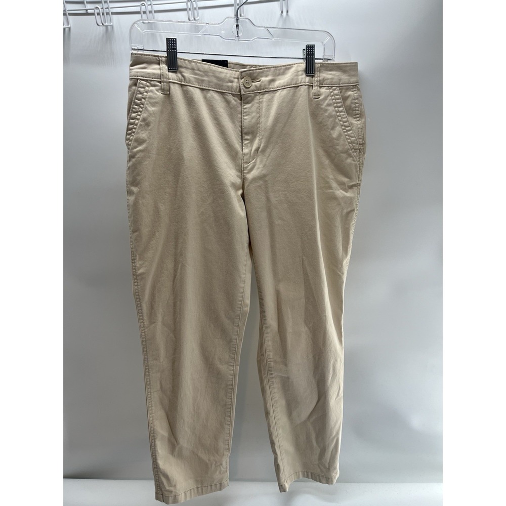 NWT Women 6 Chaps Ankle Pants Beige Tan Khaki Chino Trousers Mid Rise Stretch